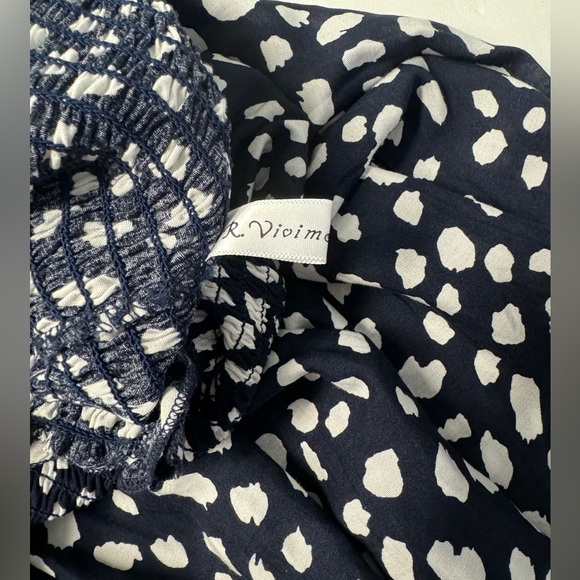 R. Vivimos Boho Smocked Black Polka Dot Ruffle Dress Sz. XL 16-18 - Picture 9 of 10